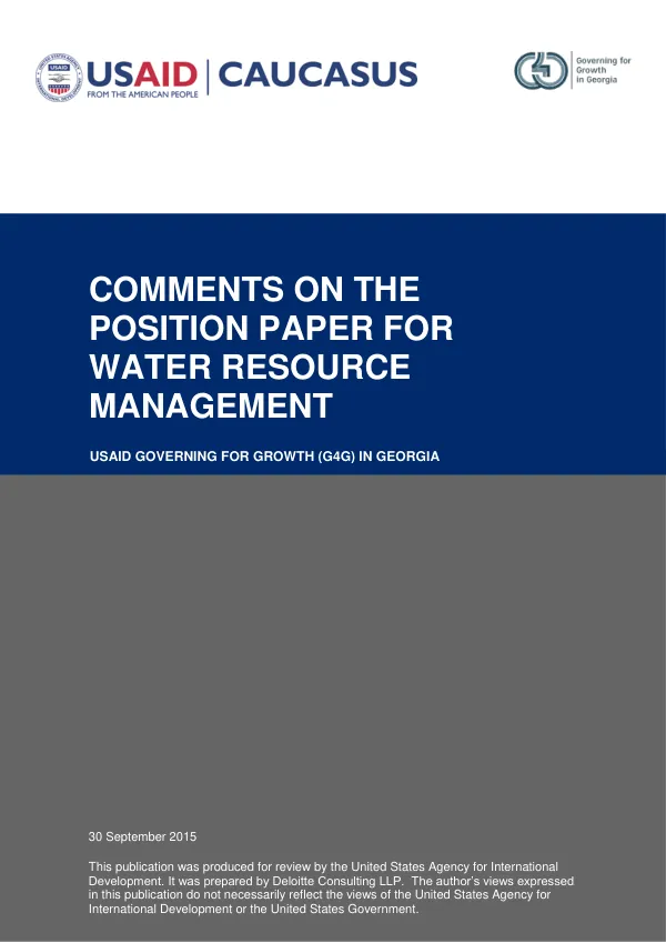 Comments on Water Resource Management Position Paper