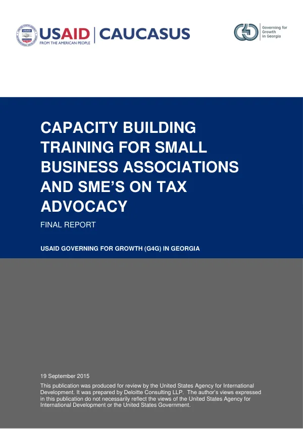 Capacity Building for SME on Tax Advocacy-Report