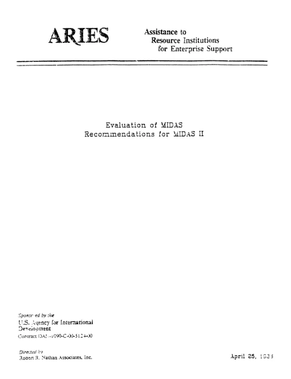 Evaluation of MIDAS : recommendations for MIDAS II