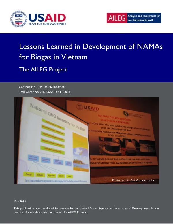 Lessons Learned in Development of NAMAs for Biogas in Vietnam
