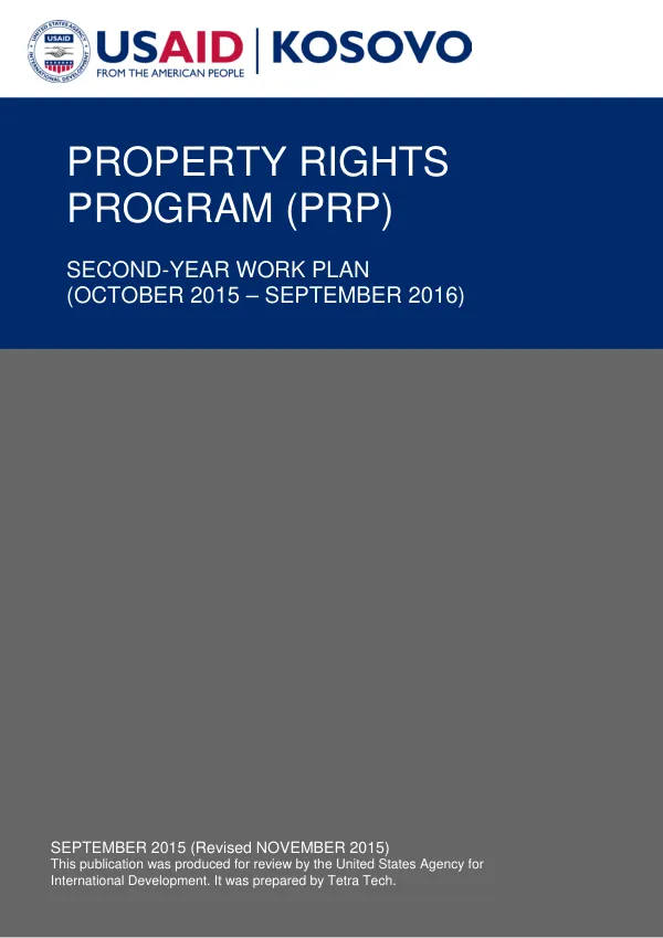 Property Rights Program (PRP) Second-Year Work Plan (October 2015 - September 2016)
