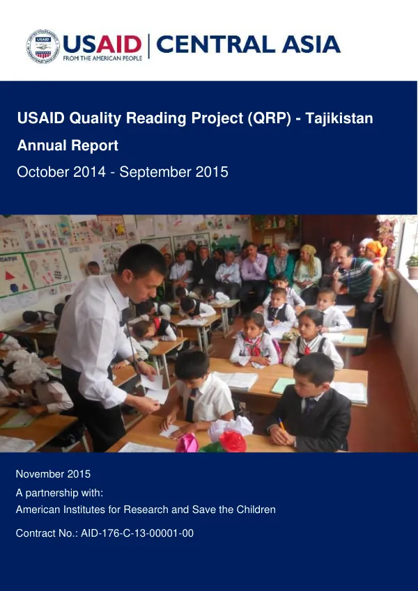 Quality Reading Project Tajikistan - Year 2 Annual Report - October 2014 - September 2015