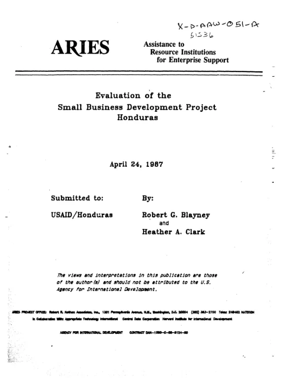 Evaluation of the small business development project, Honduras