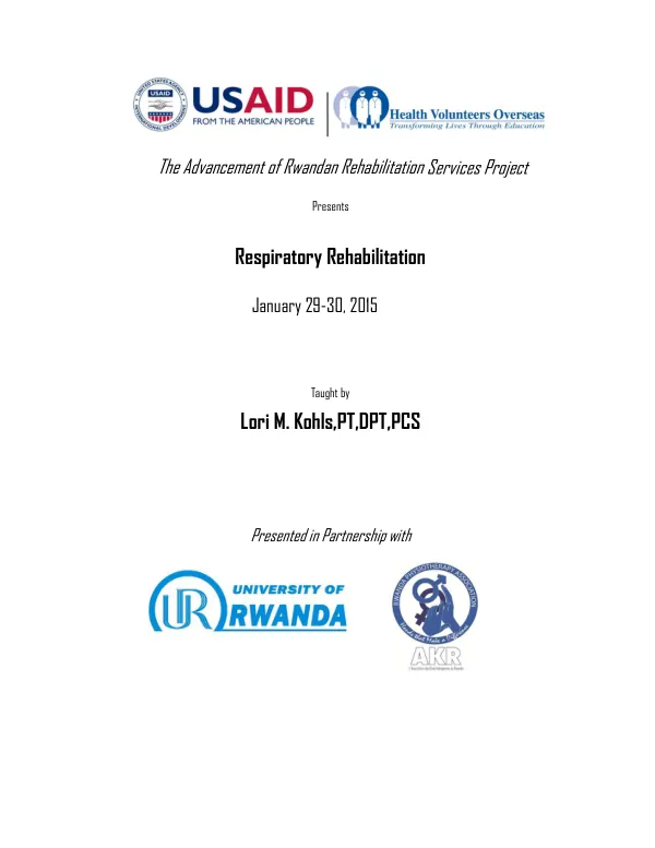 HVO Respiratory Rehabilitation Course Manual