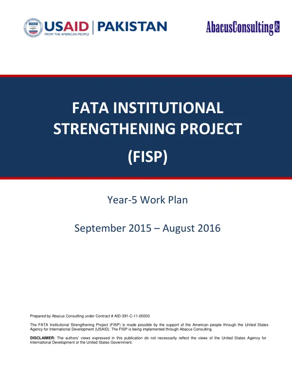 FISP. YEAR 5 WORKPLAN. Sept15-Aug16