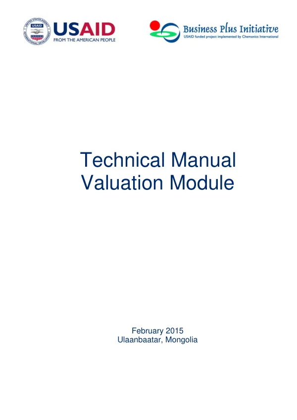 Mongolia Business Plus Initiative: Technical Valuation Module