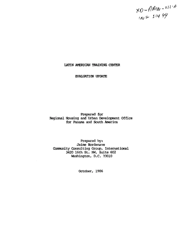 Latin American Training Center : evaluation update