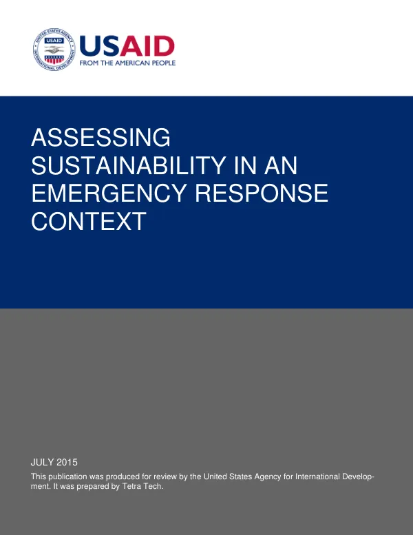 Assessing Sustainability in an Emergency Response Context for WASH