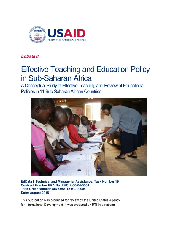 Effective teaching and education policy in Sub-Saharan Africa: a conceptual study of effective teaching and review of educational policies in 11 Sub-Saharan African countries