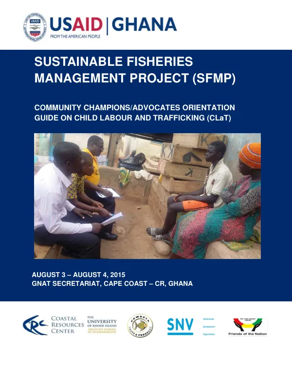 SFMP Community Champions/Advocates Orientation Guide on Child Labour and Trafficking (CLaT)