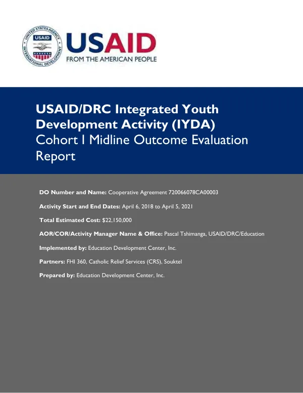 USAID/DRC integrated youth development activity (IYDA) cohort I midline outcome evaluation report