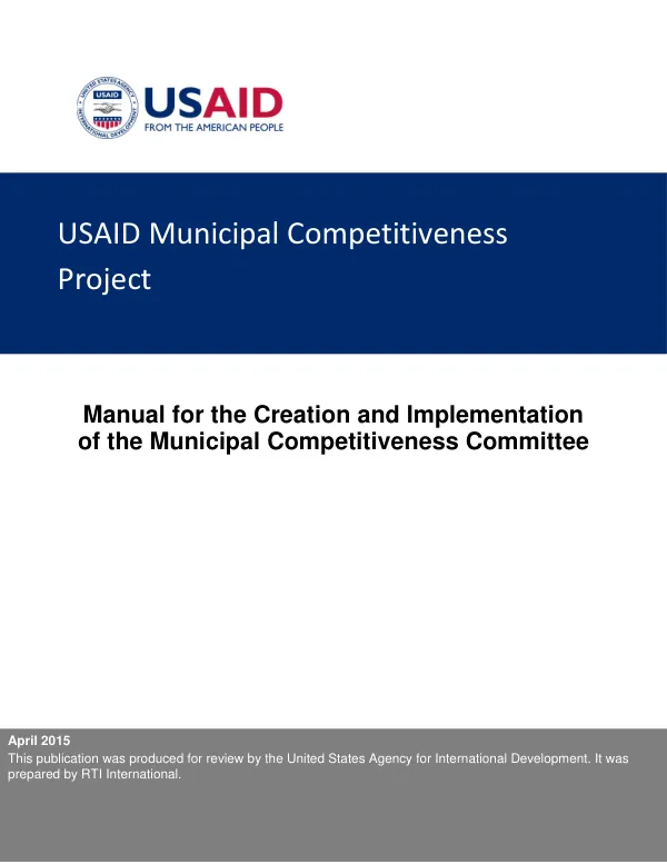 Manual for the creation and implementation of the Municipal Competitiveness Committee