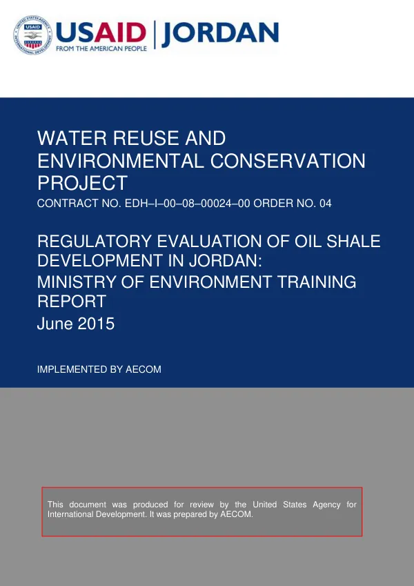 WRECP Regulatory Evaluation of Oil Shale Development in Jordan 29 June 2015