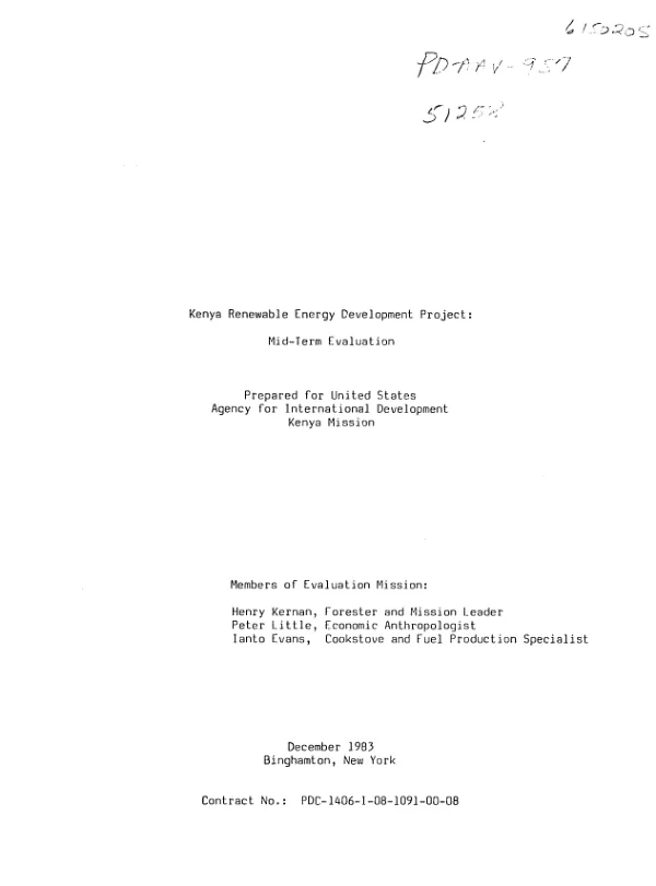 Kenya renewable energy development project : mid-term evaluation
