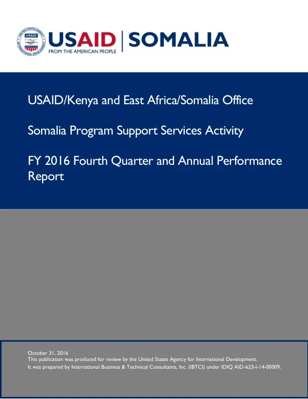 Somalia Program Support Services FY 2016 Annual Report