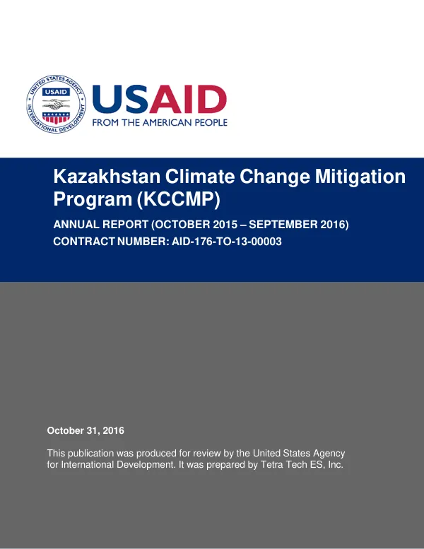 Kazakhstan Climate Change Mitigation Program KCCMP Annual Report 2016