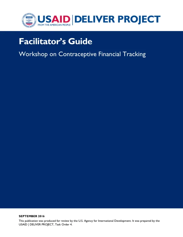 Facilitator’s Guide. Workshop on Contraceptive Financial Tracking