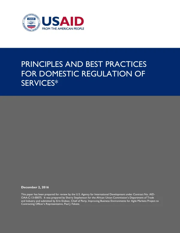 Principles and Best Practices for Domestic Regulation of Services
