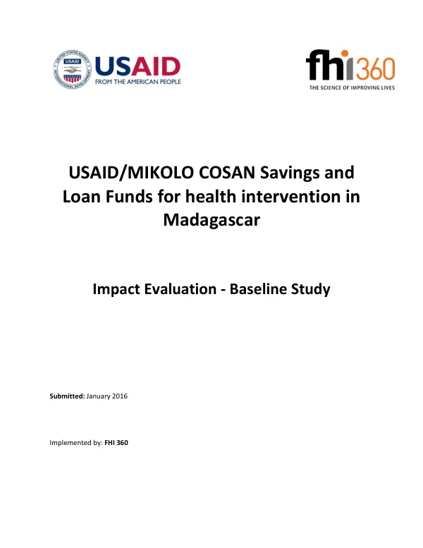 USAID/MIKOLO COSAN Savings and Loan Funds for health intervention in Madagascar