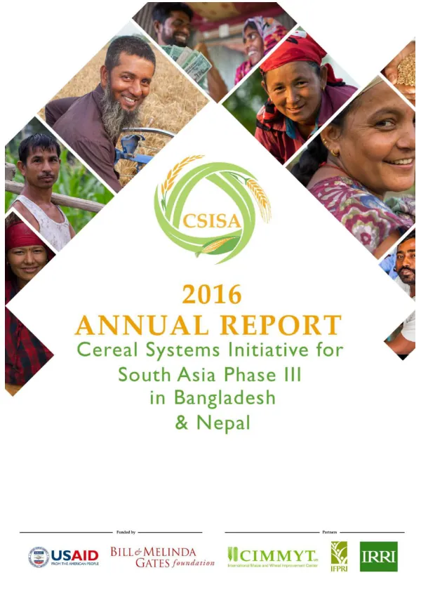 Cereal Systems Initiative for South Asia Phase III - 2016 Annual Report