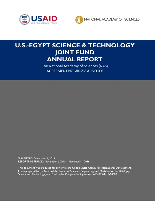 U.S. – Egypt Science and Technology Joint Fund Annual Report