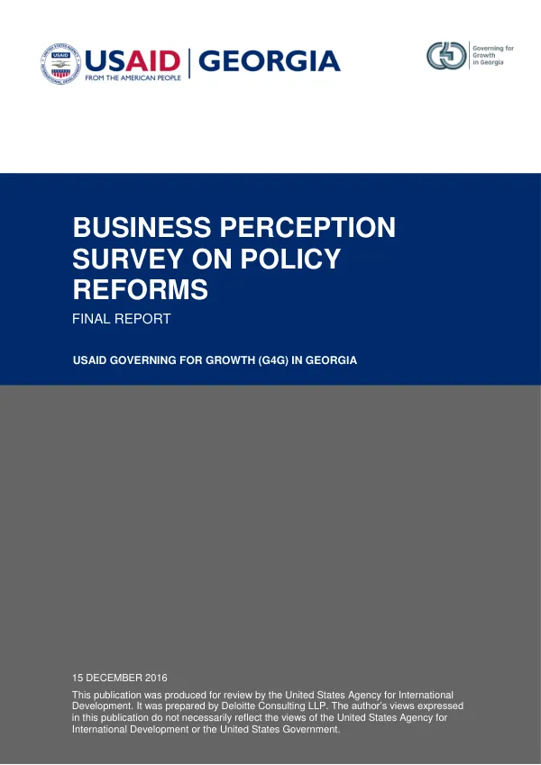 Business Perception Survey on Policy Reforms