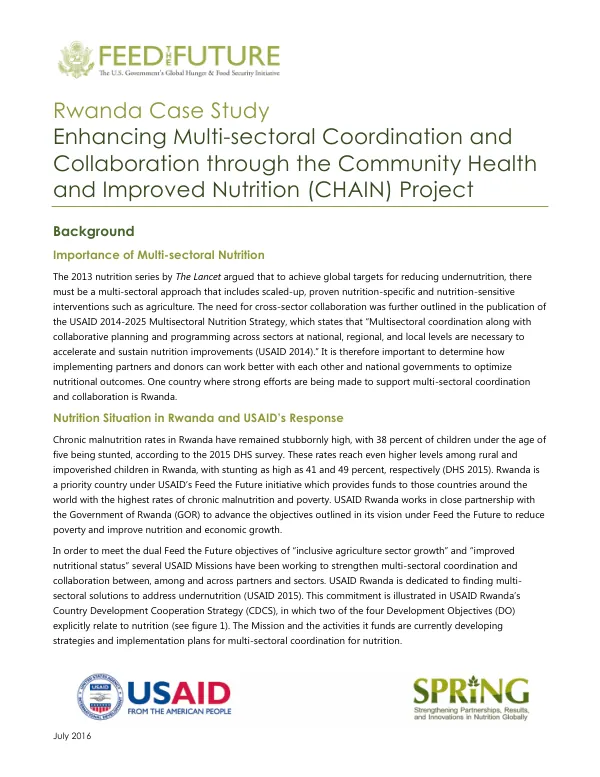 Enhancing Multi-Sectoral Coordination and Collaboration Through the CHAIN Project