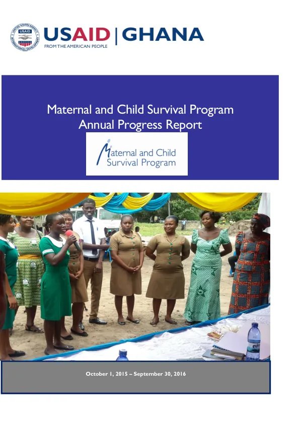 Maternal and Child Survival Project FY2016 Annual Progress Report