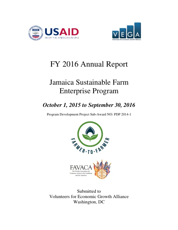 FAVACA F2F VEGA/PDP Project Annual Report for FY16