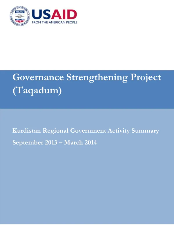 Kurdistan Regional Government Activity Summary