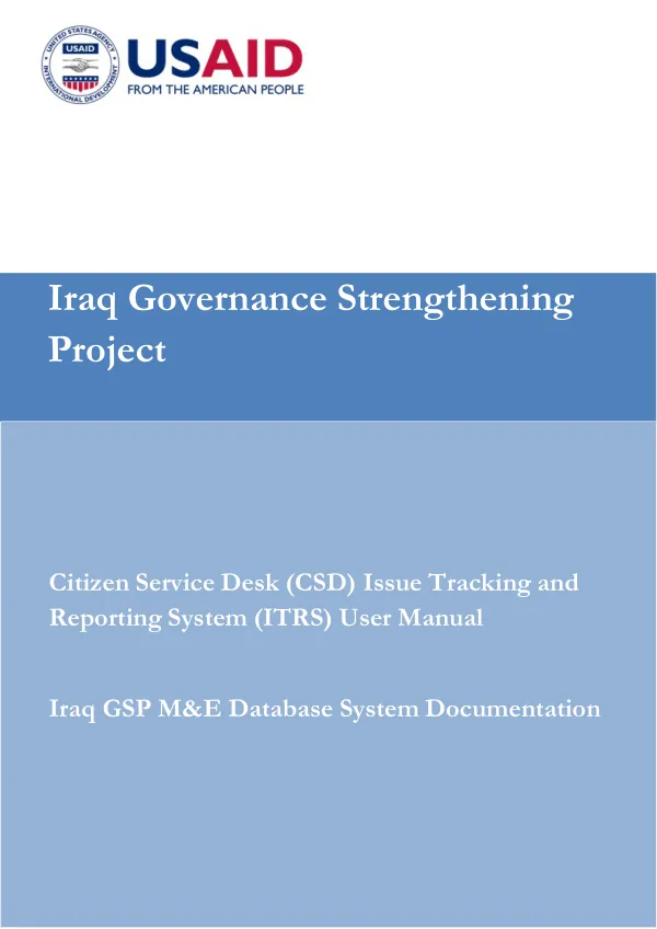 Citizen Service Desk (CSD) Issue Tracking and Reporting System (ITRS) User Manual
