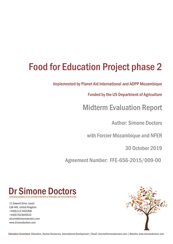 [FY 2015 McGovern-Dole project] Food for education project phase 2 : midterm evaluation report [Mozambique]