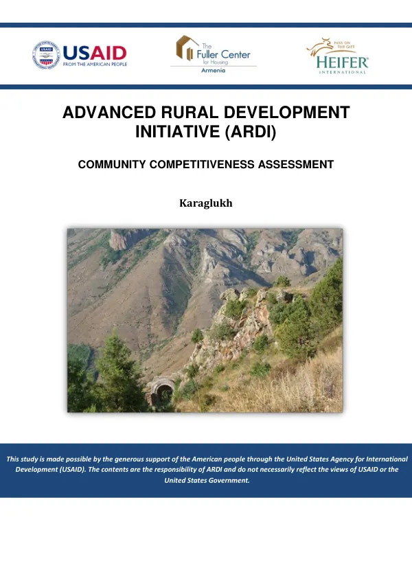 COMMUNITY COMPETITIVENESS ASSESSMENT KARAGLUKH