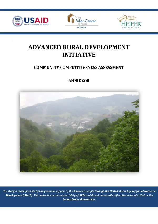 COMMUNITY COMPETITIVENESS ASSESSMENT AHNIDZOR COMMUNITY ARMENIA