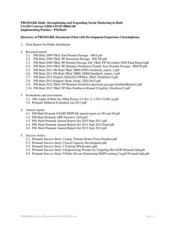 PROMARK Directory of Documents Filed with DEC F.pdf