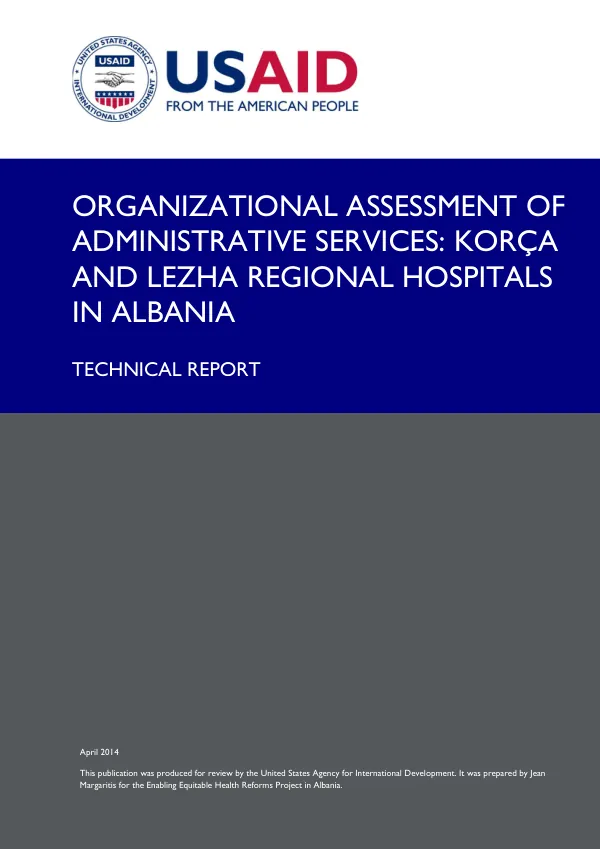 Organizational Assessment of Administrative Services: Korça and Lezha Regional Hospitals in Albania