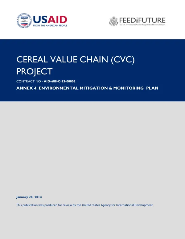 Mali Cereal Value Chain Environmental Mitigation & Monitoring Plan