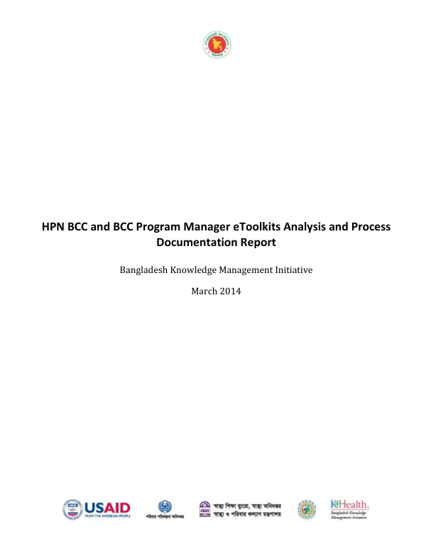 HPN BCC and BCC Program Manager eToolkits Analysis and Process Documentation Report