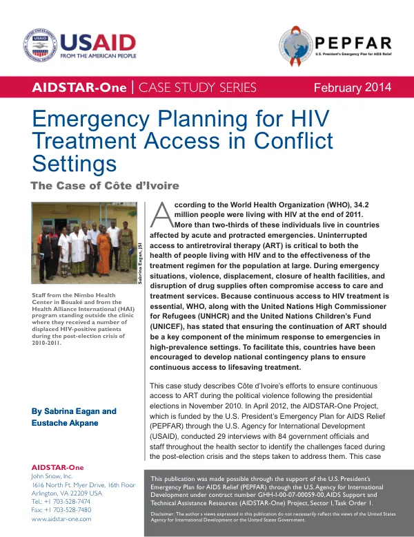 Emergency Planning for HIV Treatment Access in Conflict Settings: The Case of Côte d’Ivoire