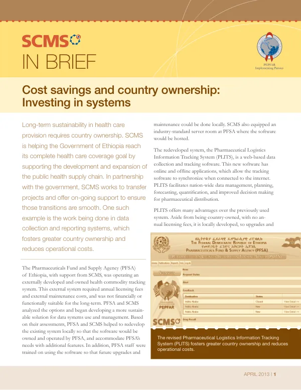 Cost savings and country ownership: Investing in systems