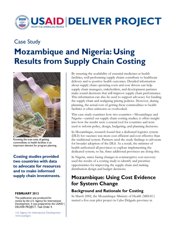 Mozambique and Nigeria: Using Results from Supply Chain Costing
