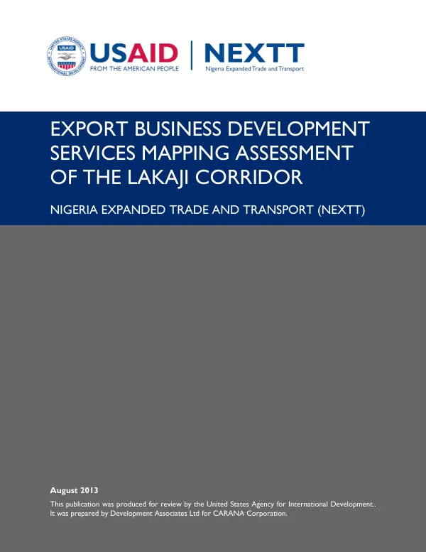 Export Business Development Services Mapping Assessment of the LAKAJI Corridor