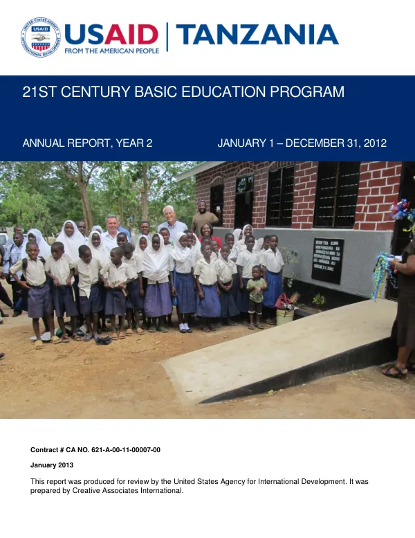 TZ21 ANNUAL REPORT, YEAR 2 JANUARY 1 – DECEMBER 31, 2012