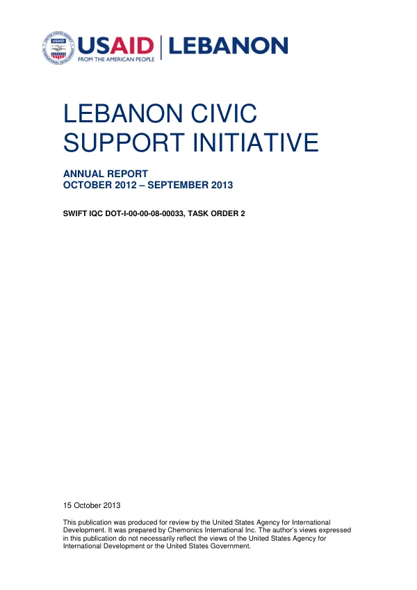 Lebanon Civic Support Initiative Annual Report 2013