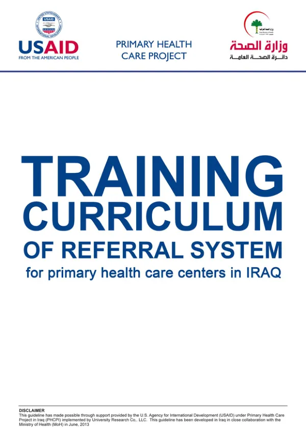 Training Curriculum of Referral System for Primary Health Care Centers in Iraq
