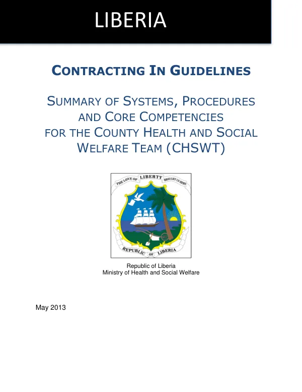 Contracting in Guidelines Summary of Systems Procedures and Core Competencies for the County Health and Social Welfare Team (CHSWT)