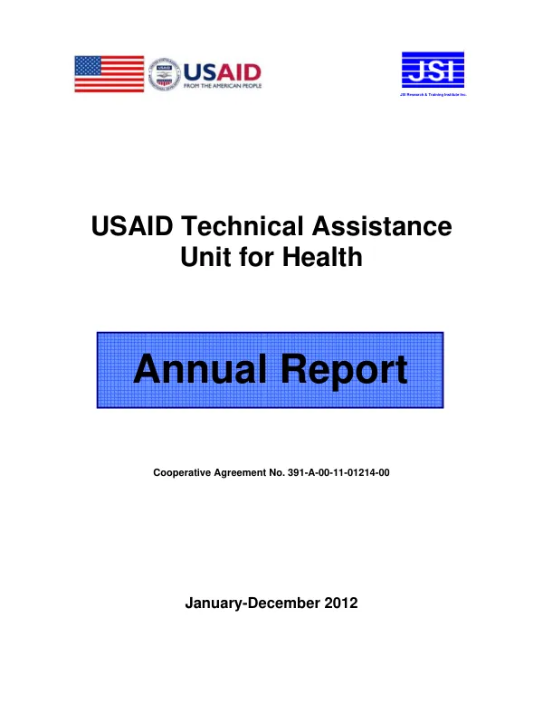 Pakistan Technical Assistance Unit for Health January - December 2012 Annual Project Report