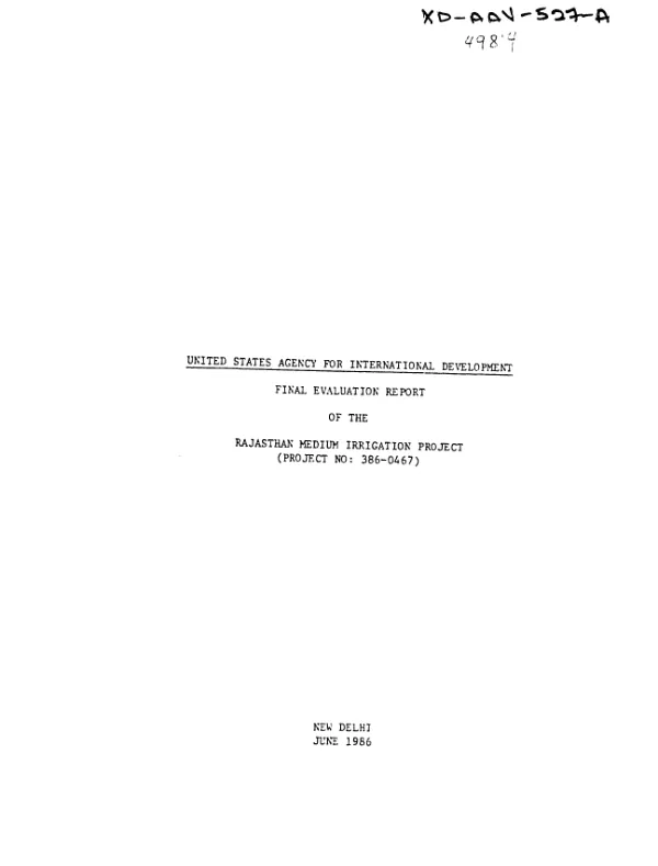 Final evaluation report of the Rajasthan medium irrigation project