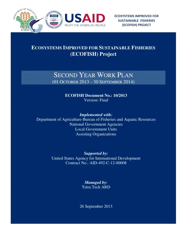 ECOFISH Project Second Year Work Plan