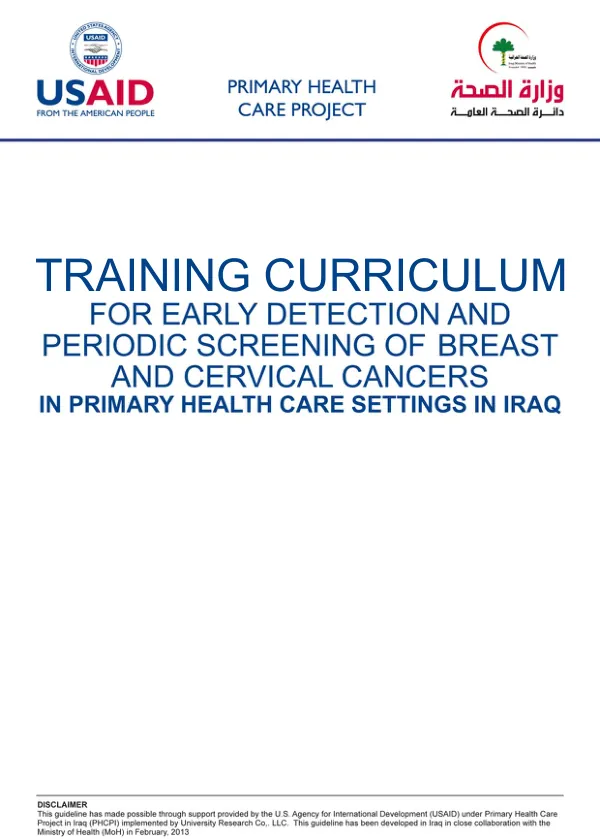 Breast and Cervical Cancer Curriculum for Primary Health Care Settings in Iraq